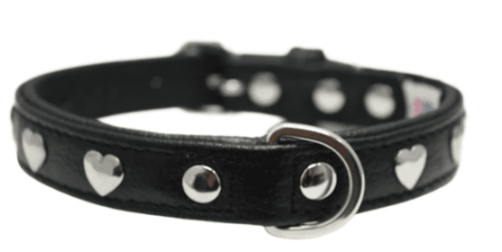 Rotterdam Hearts Dog Collar by Angel Midnight Black (size: 16" X 3/4")