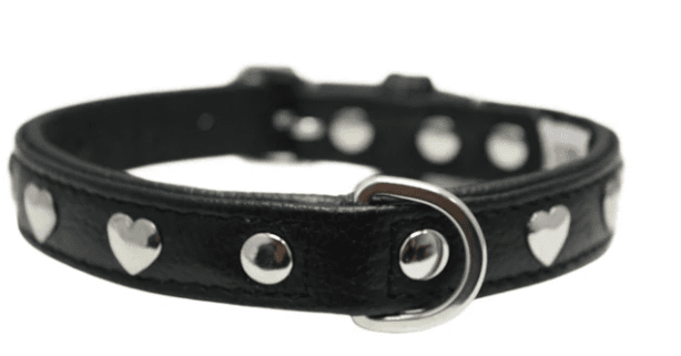 Rotterdam Hearts Dog Collar by Angel Midnight Black (size: 18" X 3/4")