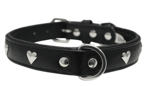 Rotterdam Hearts Dog Collar by Angel Midnight Black (size: 22" X 1")