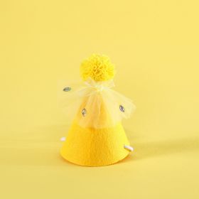 Pet Sequin Lace Bib Rhinestone Gauze Skirt Felt Hat (Option: Rhinestone Yellow Hooded)