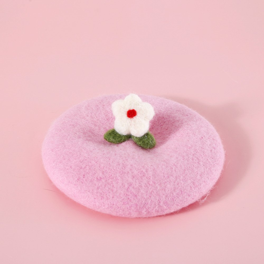 Pet Cat Dog Wool Felt Flower Hat (Option: White Little Flower Hat)