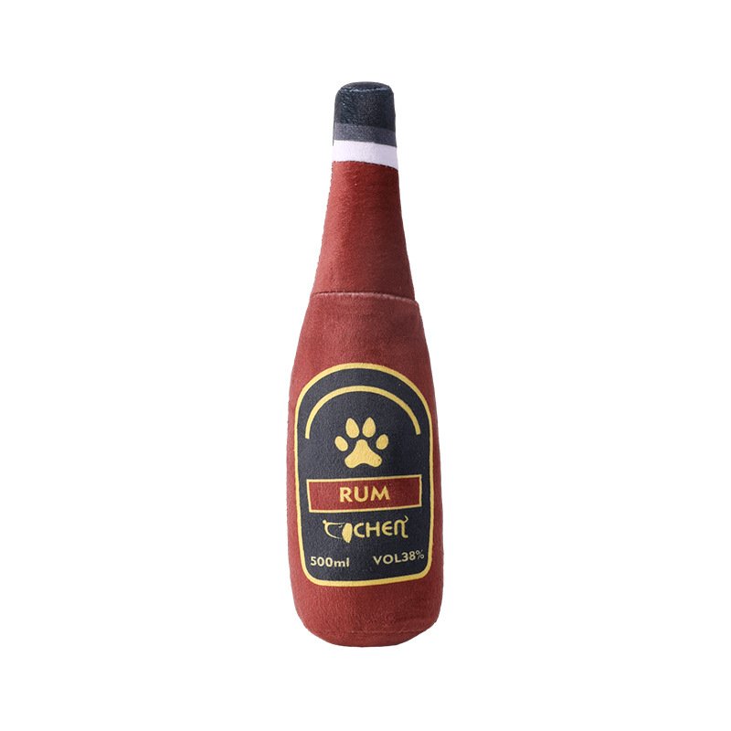 Dog Champagne Bottle Bite-resistant Plush Toy (Option: Wine Red-70g)