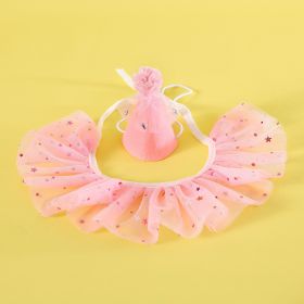 Pet Sequin Lace Bib Rhinestone Gauze Skirt Felt Hat (Option: Rhinestone Pink Set)