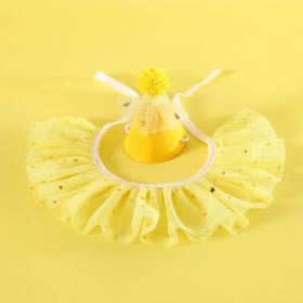 Pet Sequin Lace Bib Rhinestone Gauze Skirt Felt Hat (Option: Water Yellow Set)