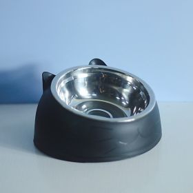 Stainless Steel Dog Bowl with Cervical Protection (Option: black-200ml)