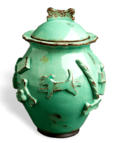 Ceramic Dog Treat Jar (Color: Aqua/Green, size: Jar)