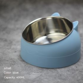 Stainless Steel Dog Bowl with Cervical Protection (Option: Nordic Blue-400ml)