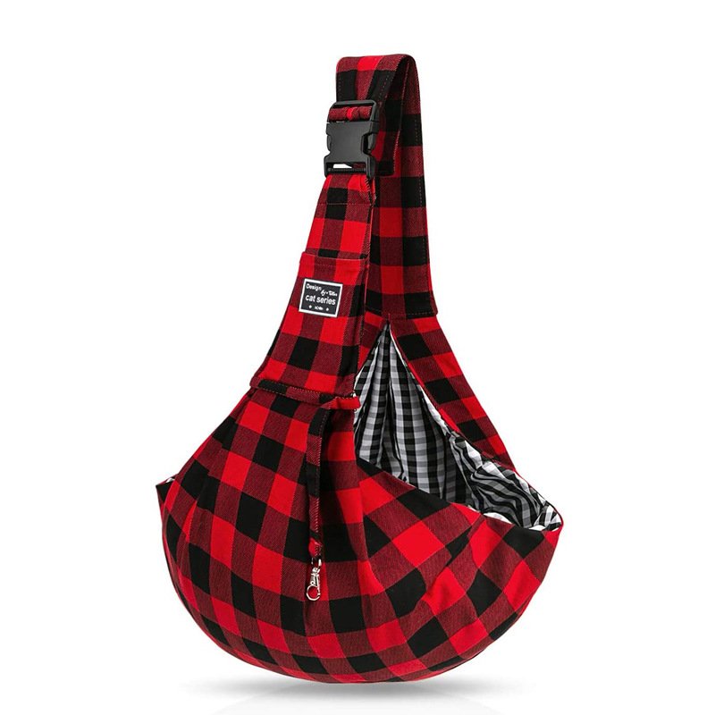 Plaid Shoulder Dog Shoulder Bag (Option: Red And Black)