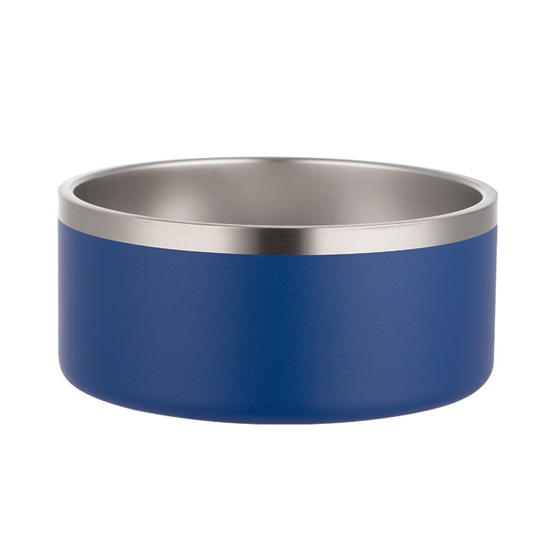 Stainless Steel Dog Bowl Inside And Outside 304 With Silica Gel Pad (Option: Dark Blue-100oz)