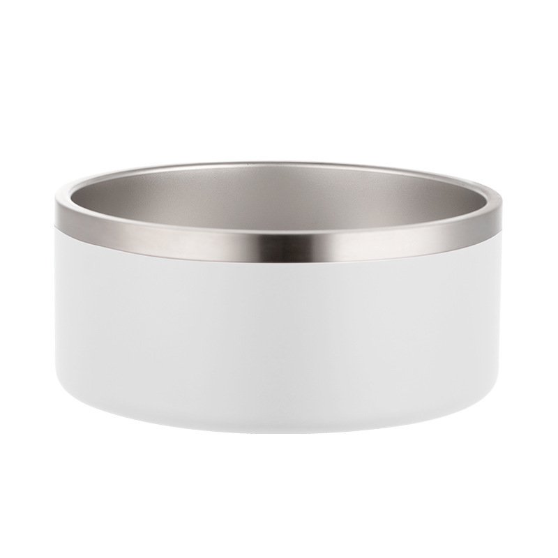 Stainless Steel Dog Bowl Inside And Outside 304 With Silica Gel Pad (Option: White-100oz)