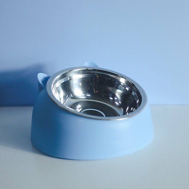 Stainless Steel Dog Bowl with Cervical Protection (Option: Nordic Blue-200ml)