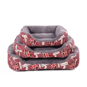 Four Seasons Universal Winter Fleece-lined Dog Bed (Option: Beige Red-S)