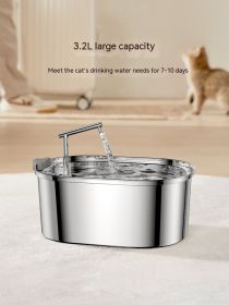 Pet Water Feeder Stainless Steel Antibacterial Water Purification (Option: Stainless Steel-220V US)