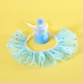 Pet Sequin Lace Bib Rhinestone Gauze Skirt Felt Hat (Option: Rhinestone Blue Set)