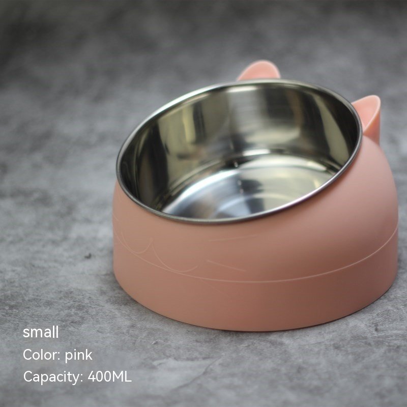 Stainless Steel Dog Bowl with Cervical Protection (Option: Nordic powder-400ml)