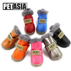 PETASIA  Warm Winter Dog Snow Boots (Color: Navy Blue, size: M (3))