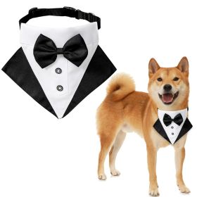 Wedding Suit Dog Collar Set (Color: Black and white striped triangular scarf collar suit, size: M)