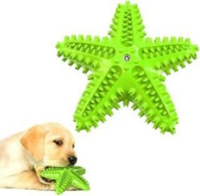 Natural Rubber Starfish-Shaped Dog Toy (Color: Green)