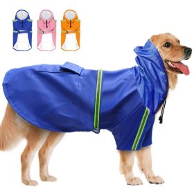 Lightweight Reflective Dog Raincoat With Hood (Color: Blue)