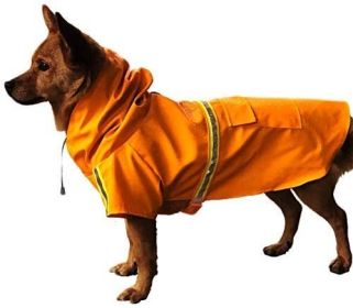 Lightweight Reflective Dog Raincoat With Hood (Color: Orange)
