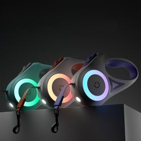 Retractable Dog Leash With LED Flash Light (Color: Orange-Red, size: S)