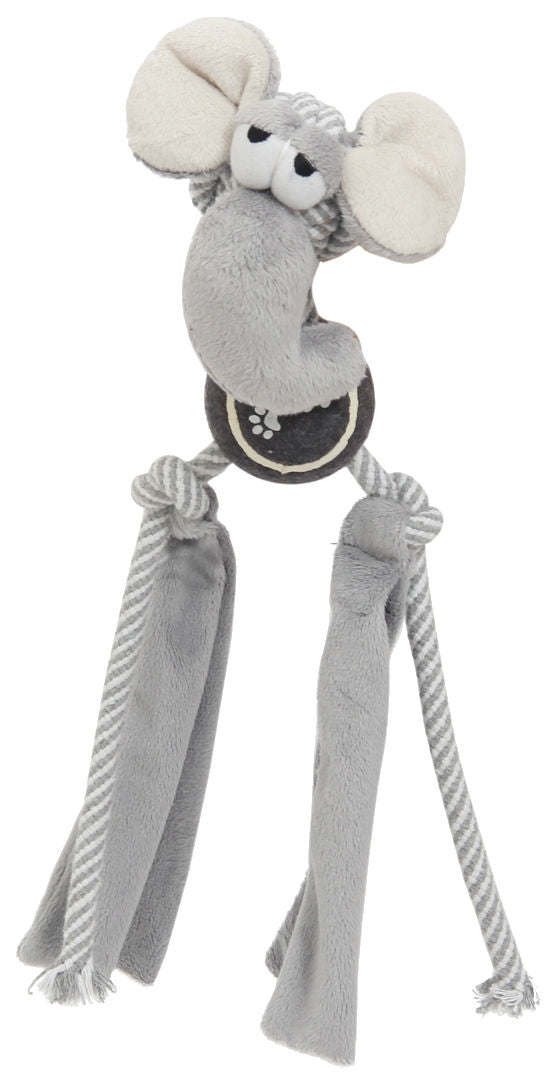 Pet Life 'Tennis Pawl' Rope Squeaker & Crinkle Dog Toy (Color: Grey)
