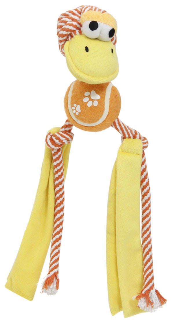 Pet Life 'Tennis Pawl' Rope Squeaker & Crinkle Dog Toy (Color: Orange)