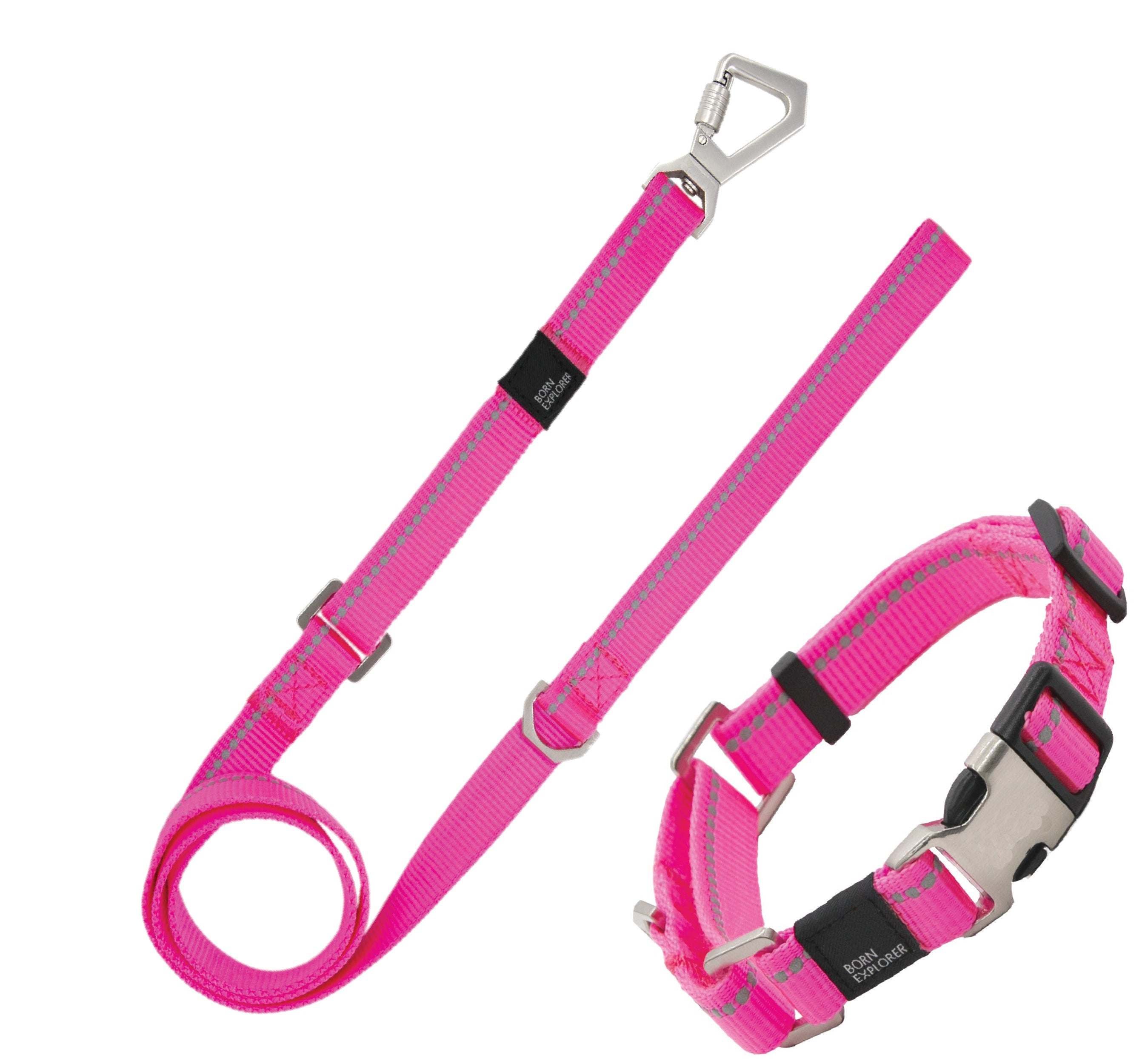 Pet Life 'Advent' Outdoor Series 3M Reflective 2-in-1 Durable Martingale Training Dog Leash and Collar (Color: Pink, size: small)