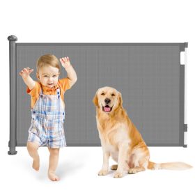 Retractable Dog Security Gate (Color: Grey)