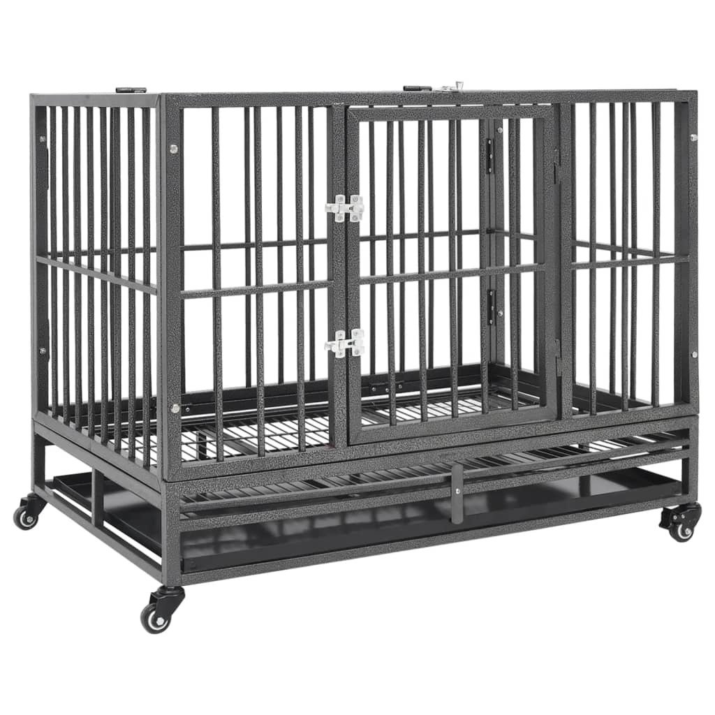 Dog Cage with Wheels Steel (size: 36.2"x24.4"x29.9")