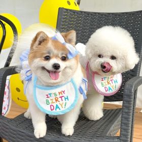 Happy Birthday Embroidered Dog Bib (Color: Blue, size: M)