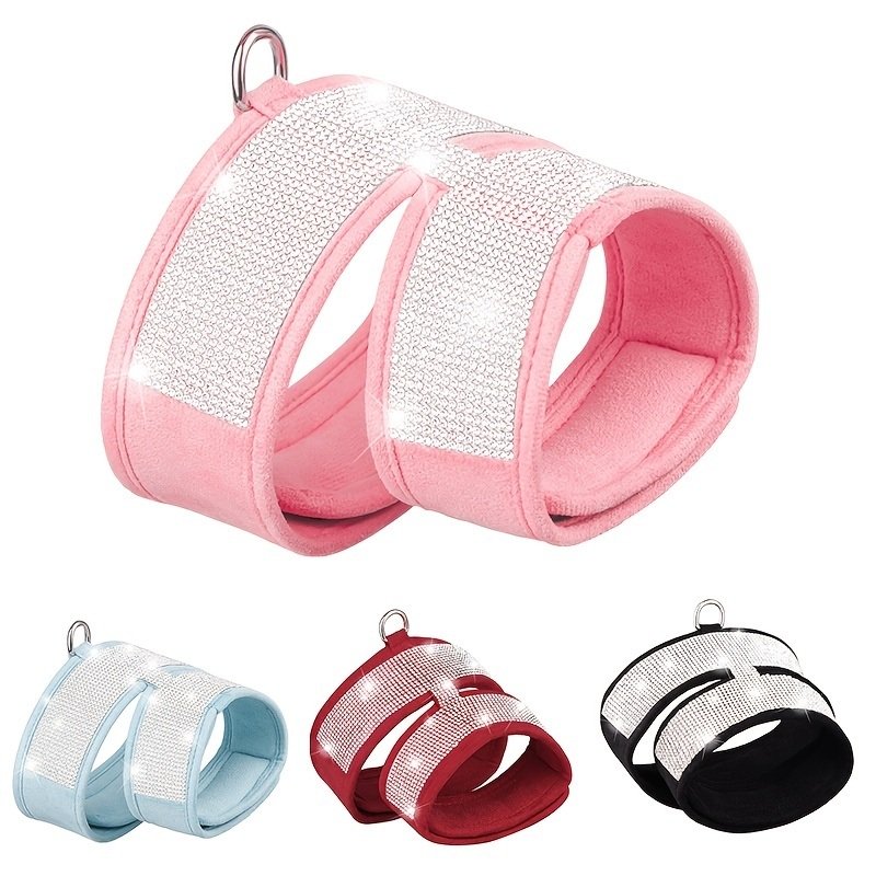 Rhinestone Soft Dog Harness (Color: Light Blue, size: M)