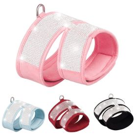 Rhinestone Soft Dog Harness (Color: Light Blue, size: M)