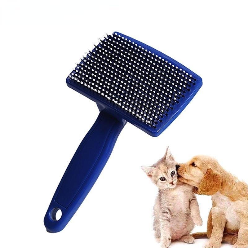 Self Cleaning Dog Hair Remover Massage Brush (Color: Rose red, size: L)