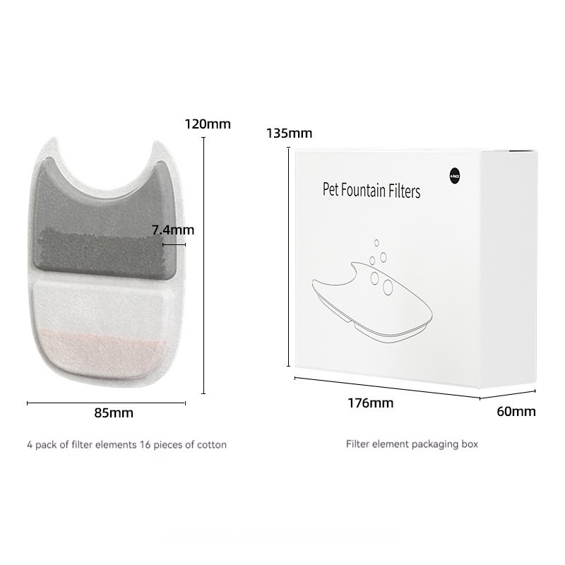 Dog Water Dispenser Filter (Option: White-4Filter With 16Cotton)