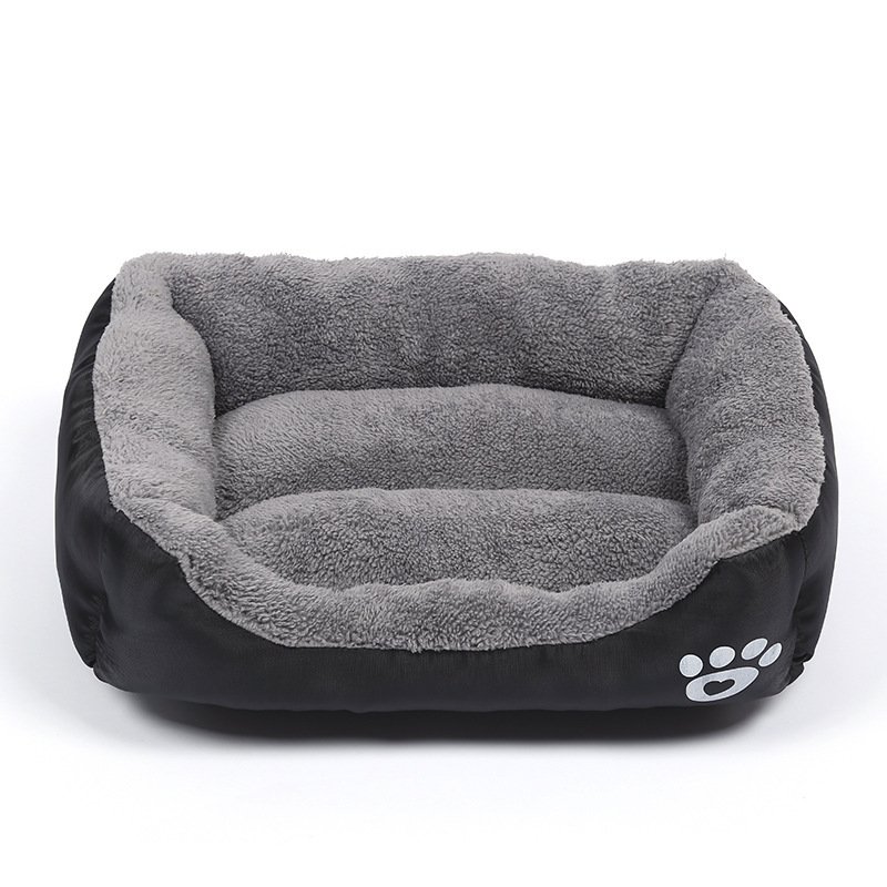 Four Seasons Universal Winter Fleece-lined Dog Bed (Option: Black-L)
