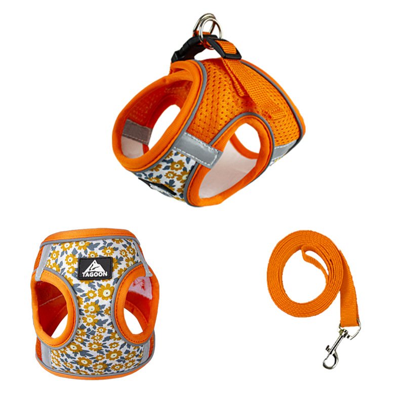 Dog harness with matching leash (Option: Orange-XS)