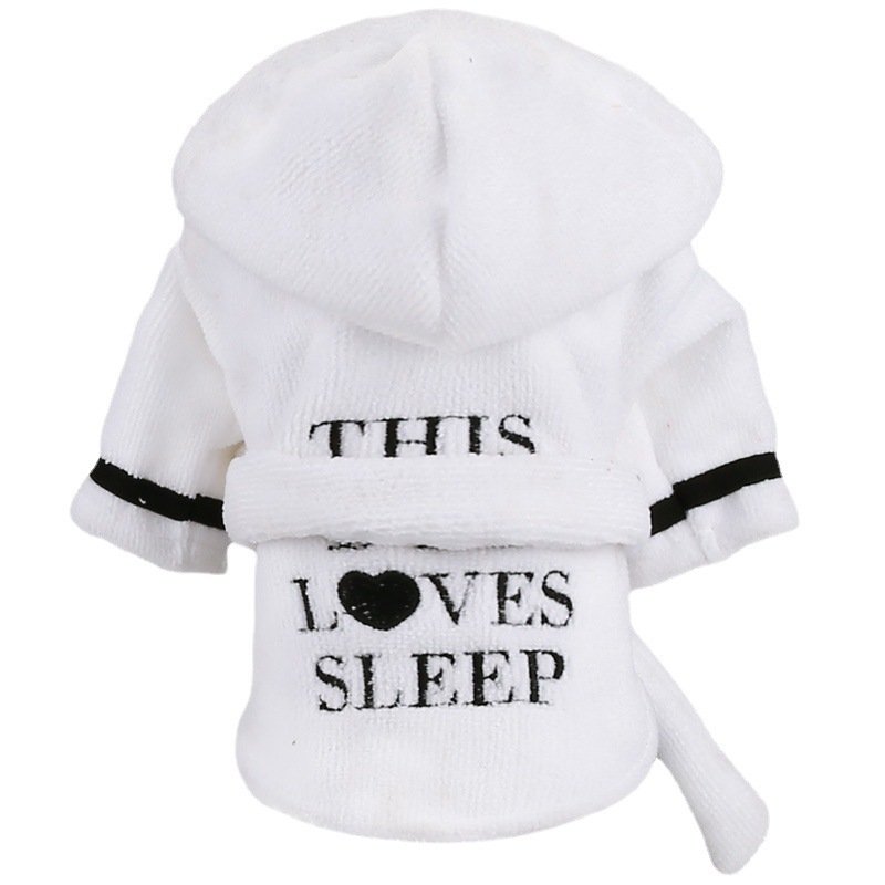 Pet Hooded Bathrobe White Coral Casual (Option: 2XL)
