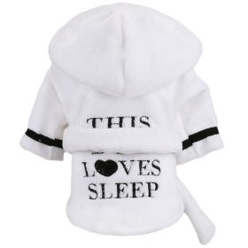 Pet Hooded Bathrobe White Coral Casual (Option: 2XL)