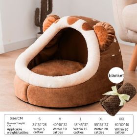 Four Seasons  Removable And Washable Kennel (Option: Brown Bear With Blanket-S)