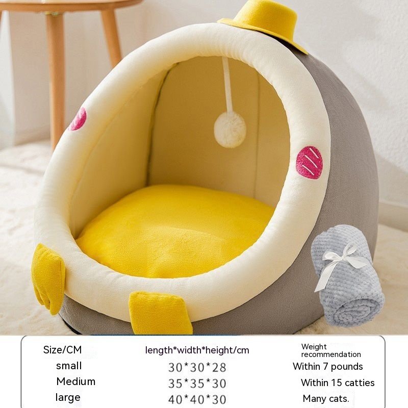 Four Seasons  Removable And Washable Kennel (Option: Hooded Penguin With Blanket-M)