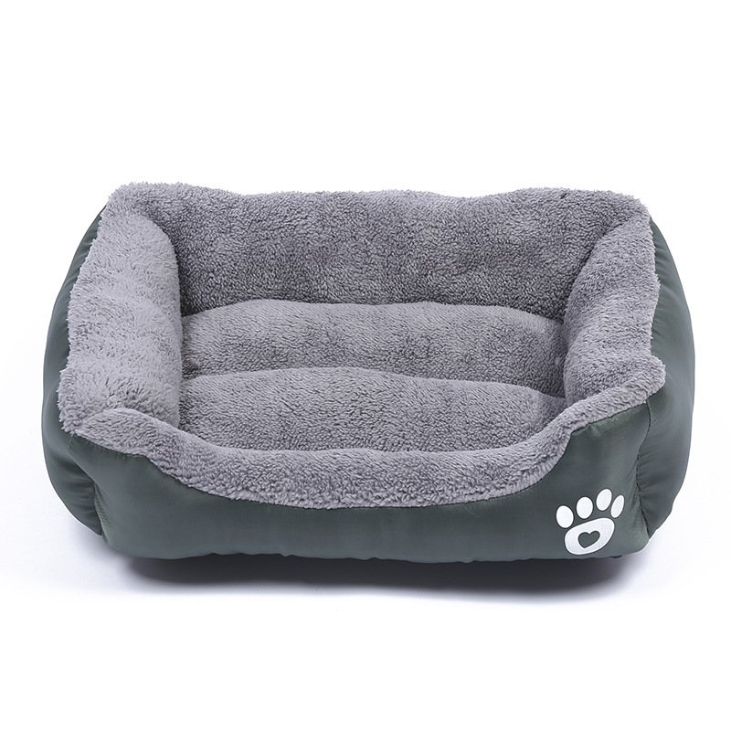 Four Seasons Universal Winter Fleece-lined Dog Bed (Option: Dark Green-XL)