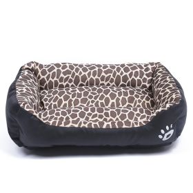 Four Seasons Universal Winter Fleece-lined Dog Bed (Option: Leopard Print-L)