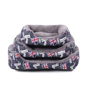 Four Seasons Universal Winter Fleece-lined Dog Bed (Option: Beige Blue-XL)