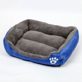 Four Seasons Universal Winter Fleece-lined Dog Bed (Option: Dark Blue-XL)