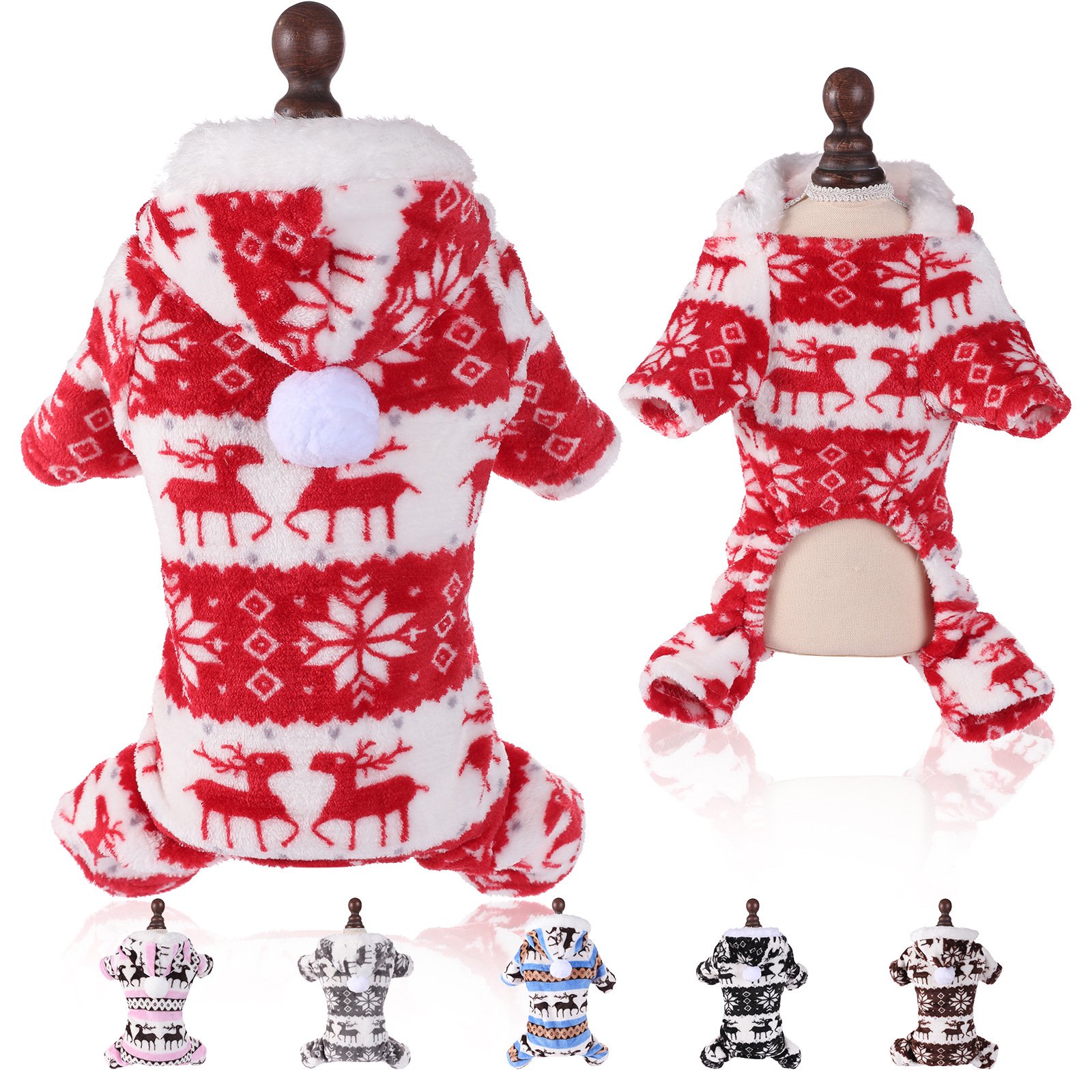 Puppy Clothes Super Soft Coral Fleece Pet Clothes Christmas Outfit (Option: Red-L)