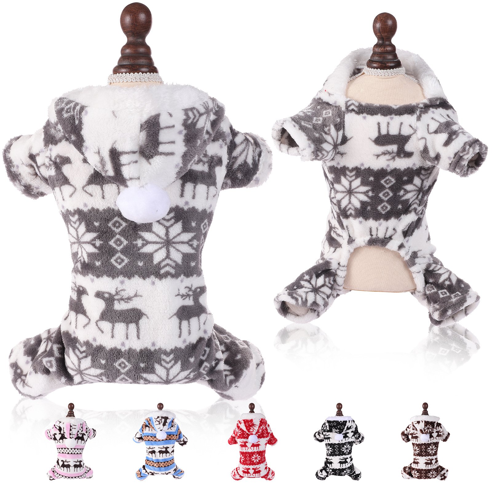 Puppy Clothes Super Soft Coral Fleece Pet Clothes Christmas Outfit (Option: Gray-L)